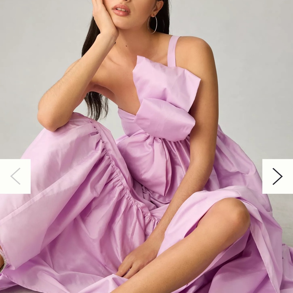 Anthropologie One-Shoulder Bow Maxi Dress in Lilac - Picture 2 of 5